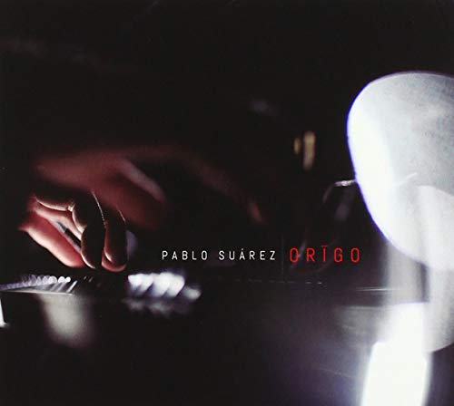 CD cover for Pablo Suárez's "Origin" featuring hands on a keyboard.