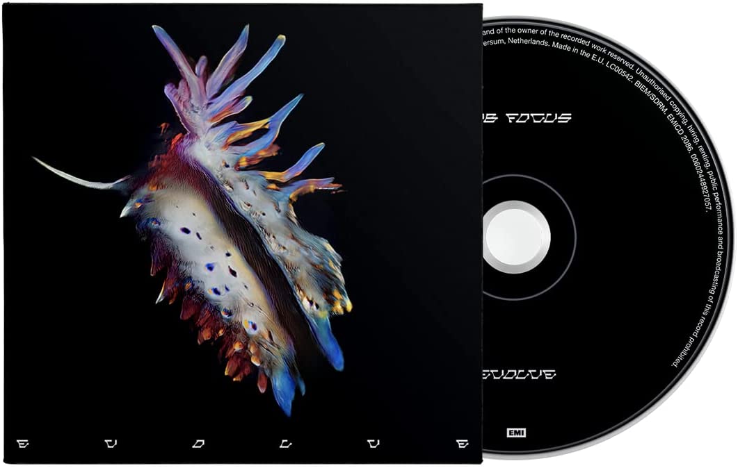 Sub Focus Evolve CD with a colorful sea slug illustration on a black background.