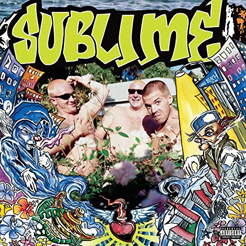 Sublime album cover featuring band members and colorful, illustrative artwork.