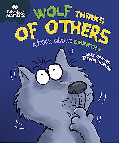 Book cover featuring a thoughtful, illustrated grey wolf with big eyes.
