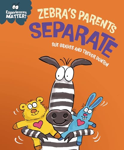 Zebra hugs a bear and rabbit on an orange book cover.