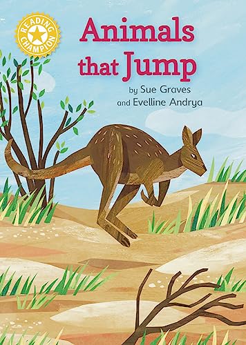 Book cover: "Animals that Jump" featuring a jumping kangaroo illustration.