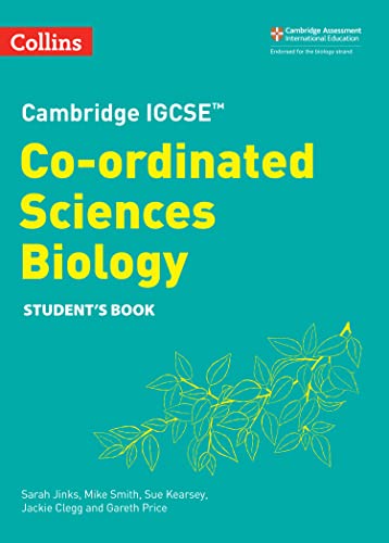Textbook cover: "Cambridge IGCSE Co-ordinated Sciences Biology" with leaf illustration.