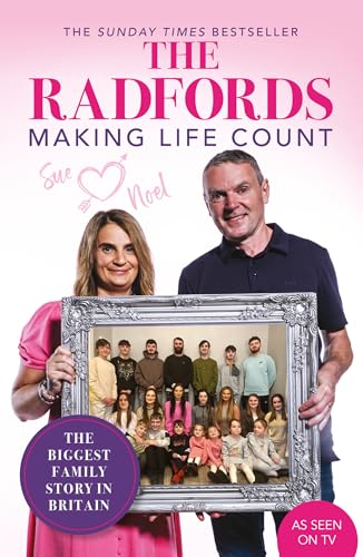 Book cover featuring Sue and Noel Radford holding a family portrait.