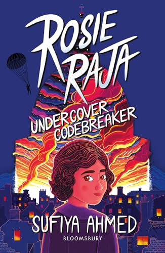 Book cover: girl with curly hair, colorful cityscape, and parachute.