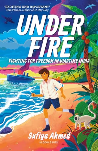 Book cover: boy on beach with ship, palm trees, and monkey.