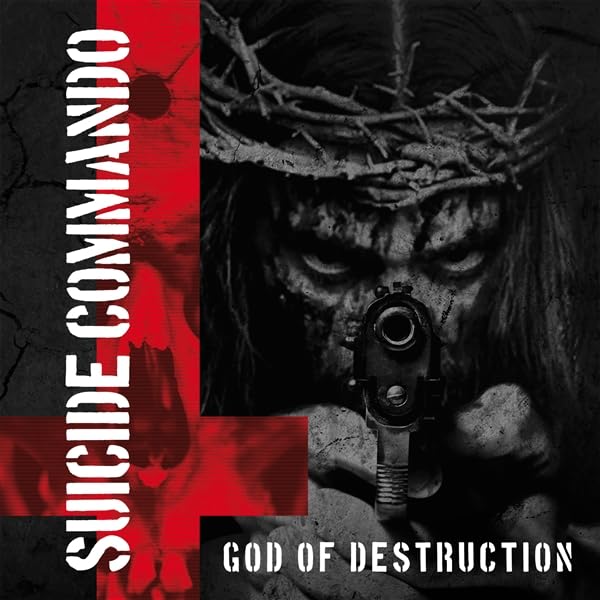 CD cover: dark, intense portrait with thorns, gun, and red text.