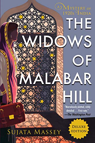 Book cover featuring a woman in a sari holding a briefcase before an archway.