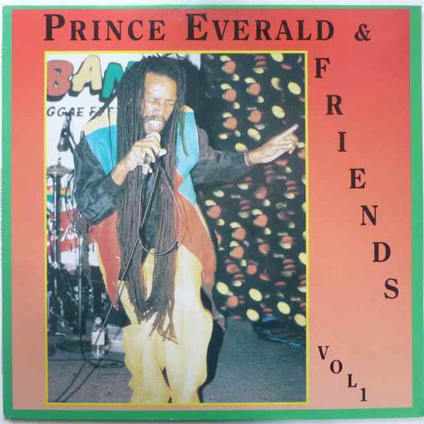 Reggae musician Prince Emerald singing into a microphone on album cover.