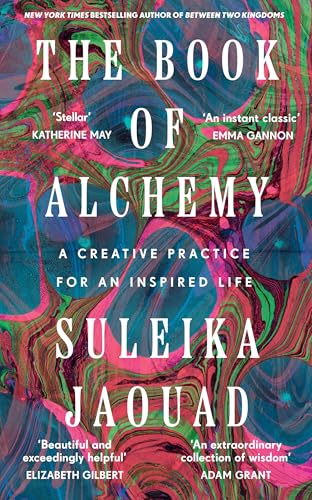 Book cover with swirling colorful marbled design and bold white text.