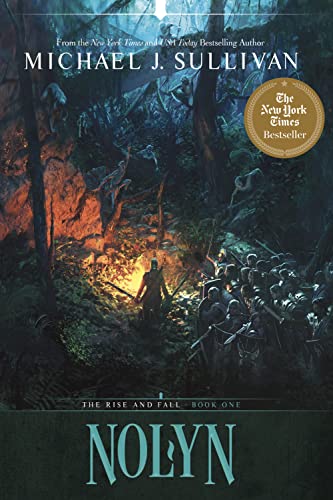 Fantasy book cover depicting a forest battle scene with soldiers and fire.