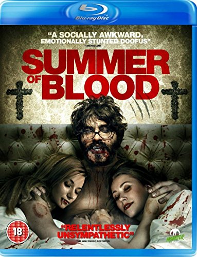 Summer of Blood" Blu-ray cover featuring a man with bloodied face and two women.
