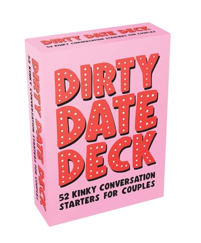 Pink card deck with red polka-dot lettering reading "Dirty Date Deck".