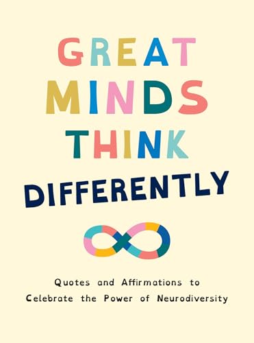Book cover with colorful text and an infinity symbol on a cream background.