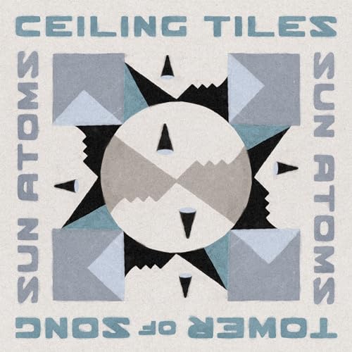 Vinyl record cover with geometric, abstract sun design in blue and gray.
