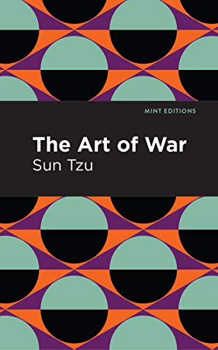 Book cover of The Art of War by Sun Tzu with geometric patterned background.