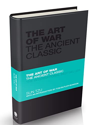 Black book cover with a teal horizontal band titled The Art of War.