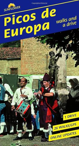 Cover of “Picos de Europa” walking guide with a mountain village scene.