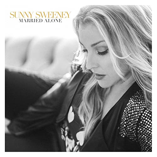 Black and white portrait of Sunny Sweeney, album cover for “Married Alone”.