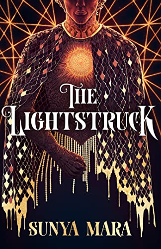 Book cover featuring a figure in a gold mesh cloak with a glowing chest.