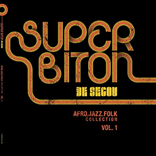 Black vinyl record cover with orange and yellow retro typography.