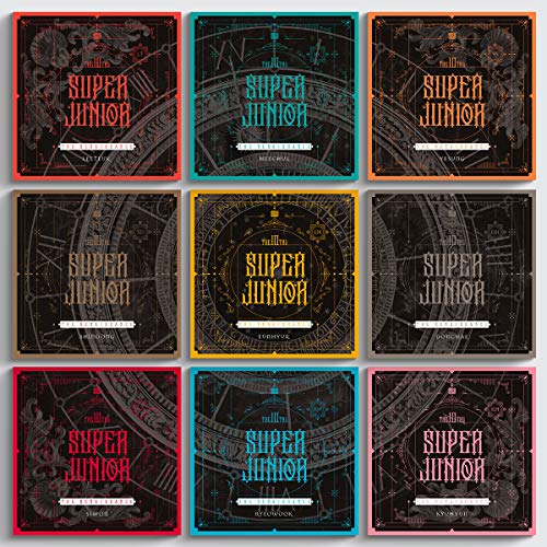 Nine square album covers for Super Junior’s “The Renaissance,” with ornate designs.