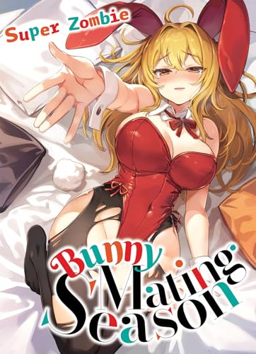 Anime-style illustration of a blonde woman in a red bunny suit reaching forward.