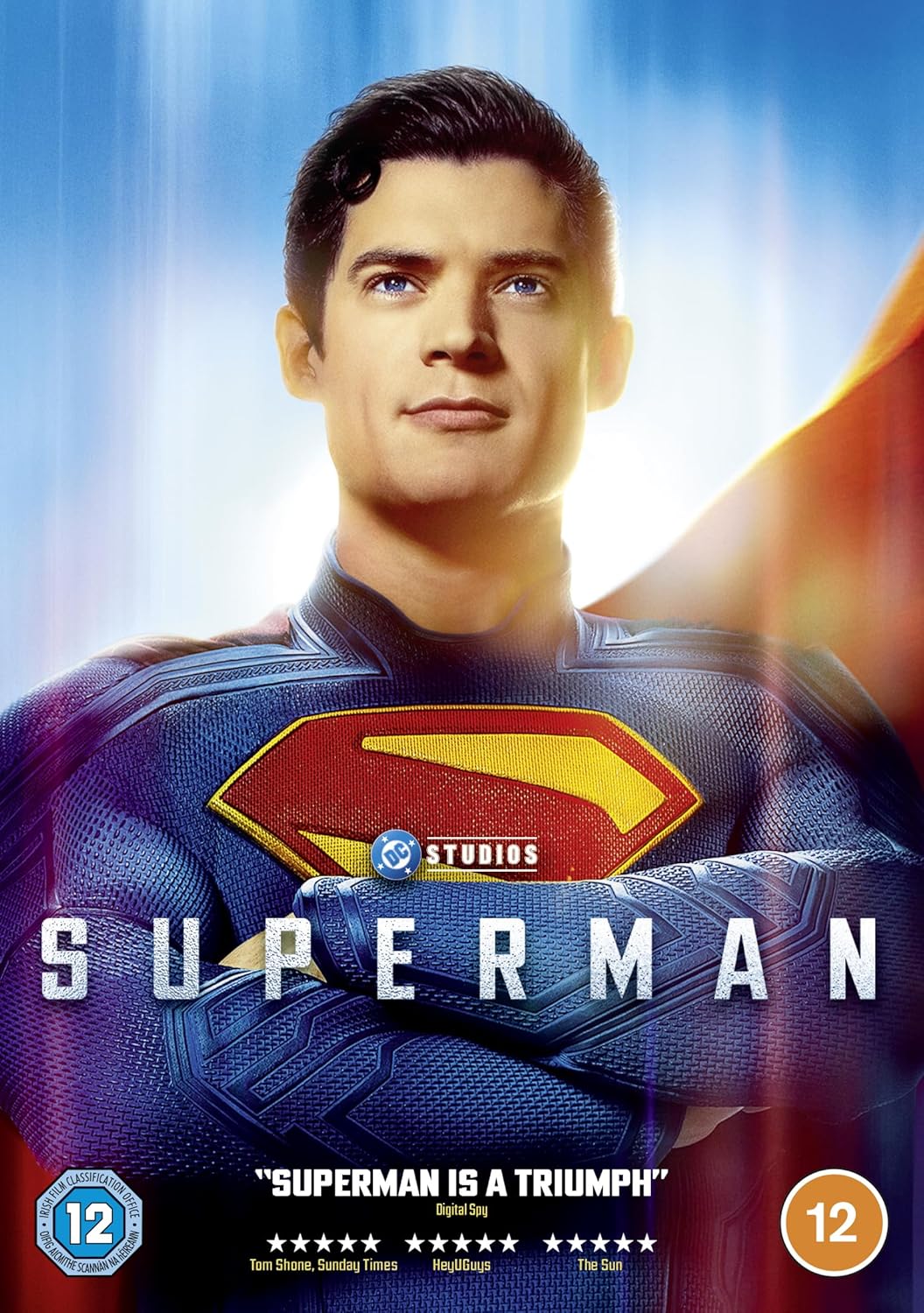 DVD cover for 2025’s *Superman*, featuring actor David Corenswet.
