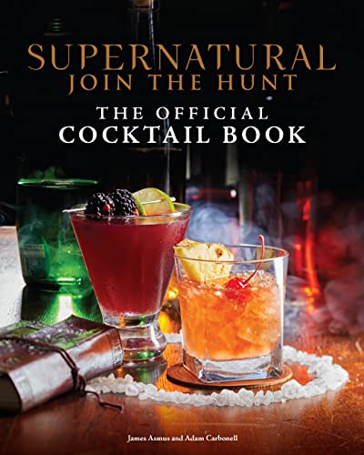 Supernatural" cocktail book cover with colorful drinks and a smoky effect.