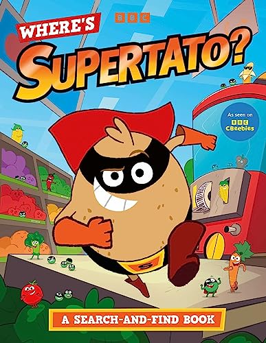 Book cover featuring Supertato, a potato superhero, in a supermarket scene.
