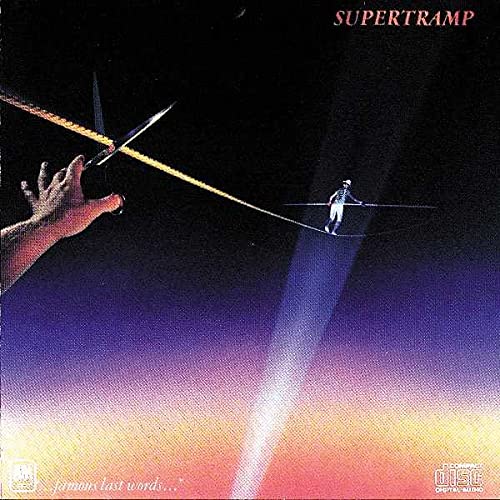 A hand holds scissors about to cut a tightrope walker on a dark background.
