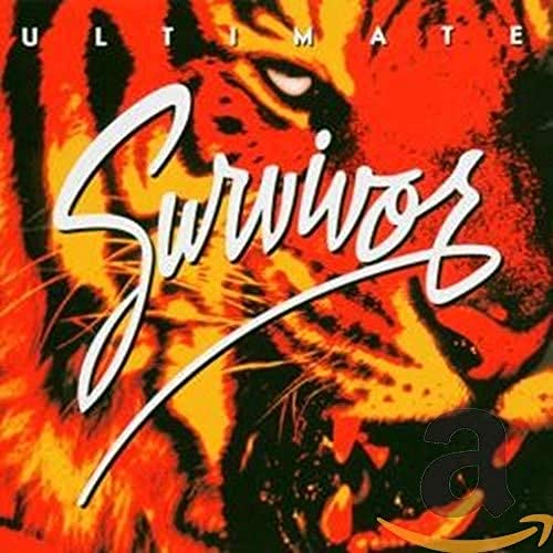 CD cover for Survivor's "Ultimate Survivor" featuring a tiger’s face.