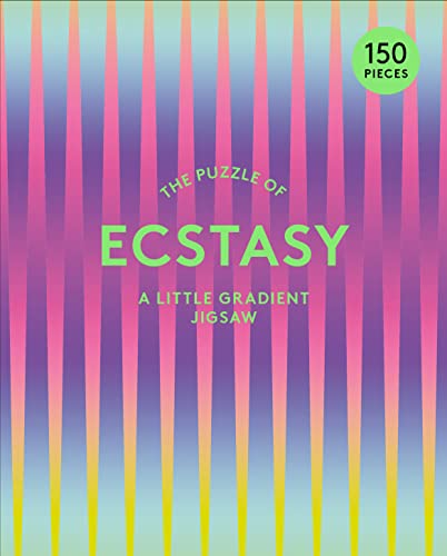 Colorful striped jigsaw puzzle box titled "The Puzzle of Ecstasy," 150 pieces.