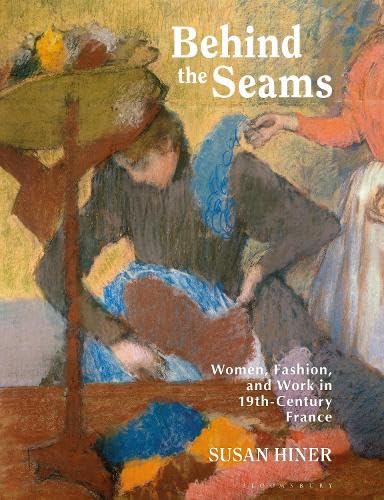 Book cover depicting 19th-century seamstresses working, titled "Behind the Seams.