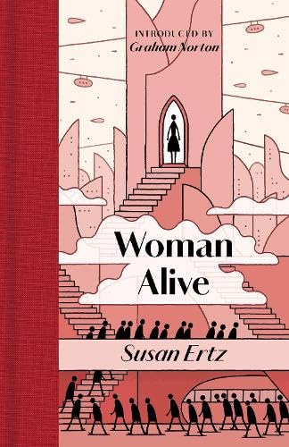 Red book cover with illustrated stairs and silhouetted figures.