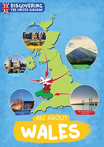 Book cover featuring a map of Wales with landmark photos.