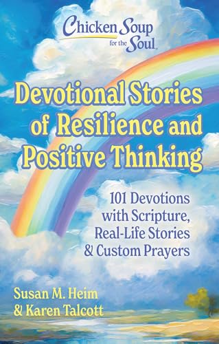 Book cover with a rainbow and title: "Devotional Stories of Resilience.