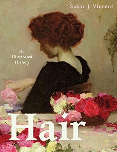 Book cover: woman with red curly hair, roses, and title "Hair".