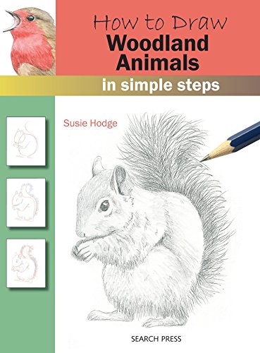 Book cover titled How to Draw Woodland Animals featuring a pencil sketch of a squirrel.