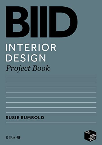 Blue book cover with white text: "BIID Interior Design Project Book".