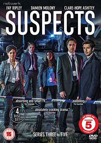 Suspects" DVD cover featuring a group of detectives at a crime scene.