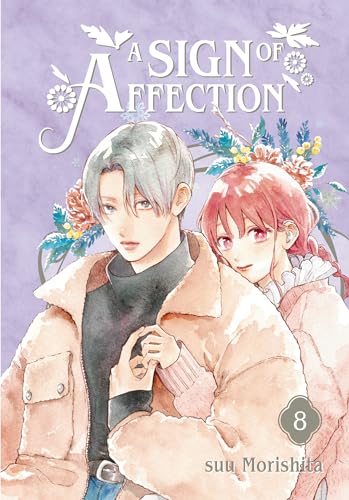 Manga volume 8 cover with two characters and floral decorations.