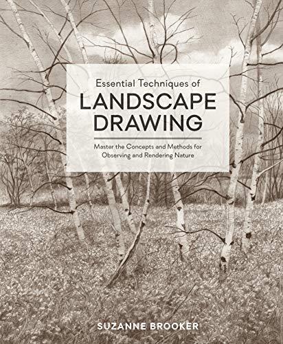Book cover featuring a landscape drawing tutorial with birch trees.