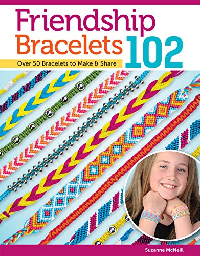 Book cover showing various colorful braided friendship bracelets and a smiling girl wearing bracelets.