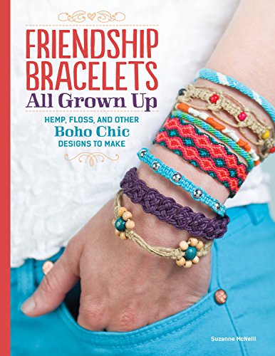 Book cover displaying a wrist stacked with colorful, knotted friendship bracelets.