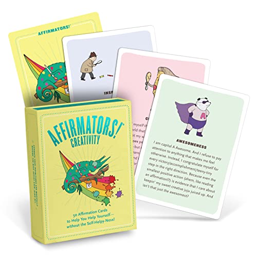 Colorful affirmation card deck with illustrated animals and whimsical designs.