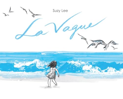 Book cover: girl on beach, waves, and seagulls, illustrated style.
