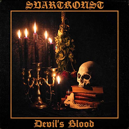 Svartkonst album cover: skull, candles, and dried herbs on a dark background.
