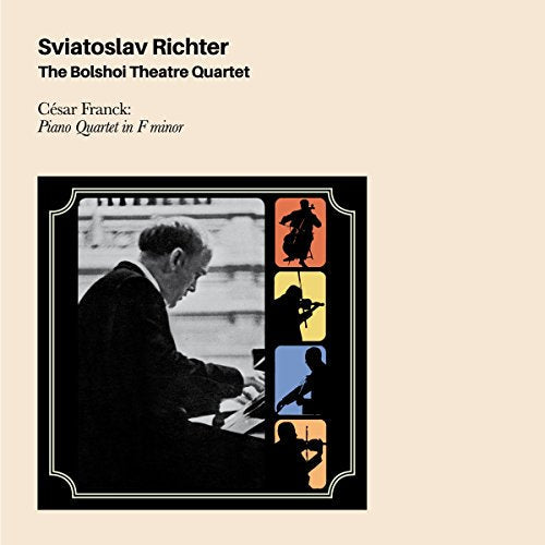 CD cover with Sviatoslav Richter playing piano, surrounded by silhouettes of musicians.