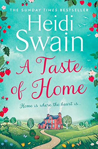 Book cover with illustrated cottage, strawberries, and title "A Taste of Home".
